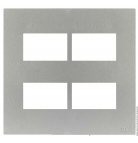 Placa 4 Módulos Separados com Suporte 4x4 - RECTA PRATA SATIN FOSCO